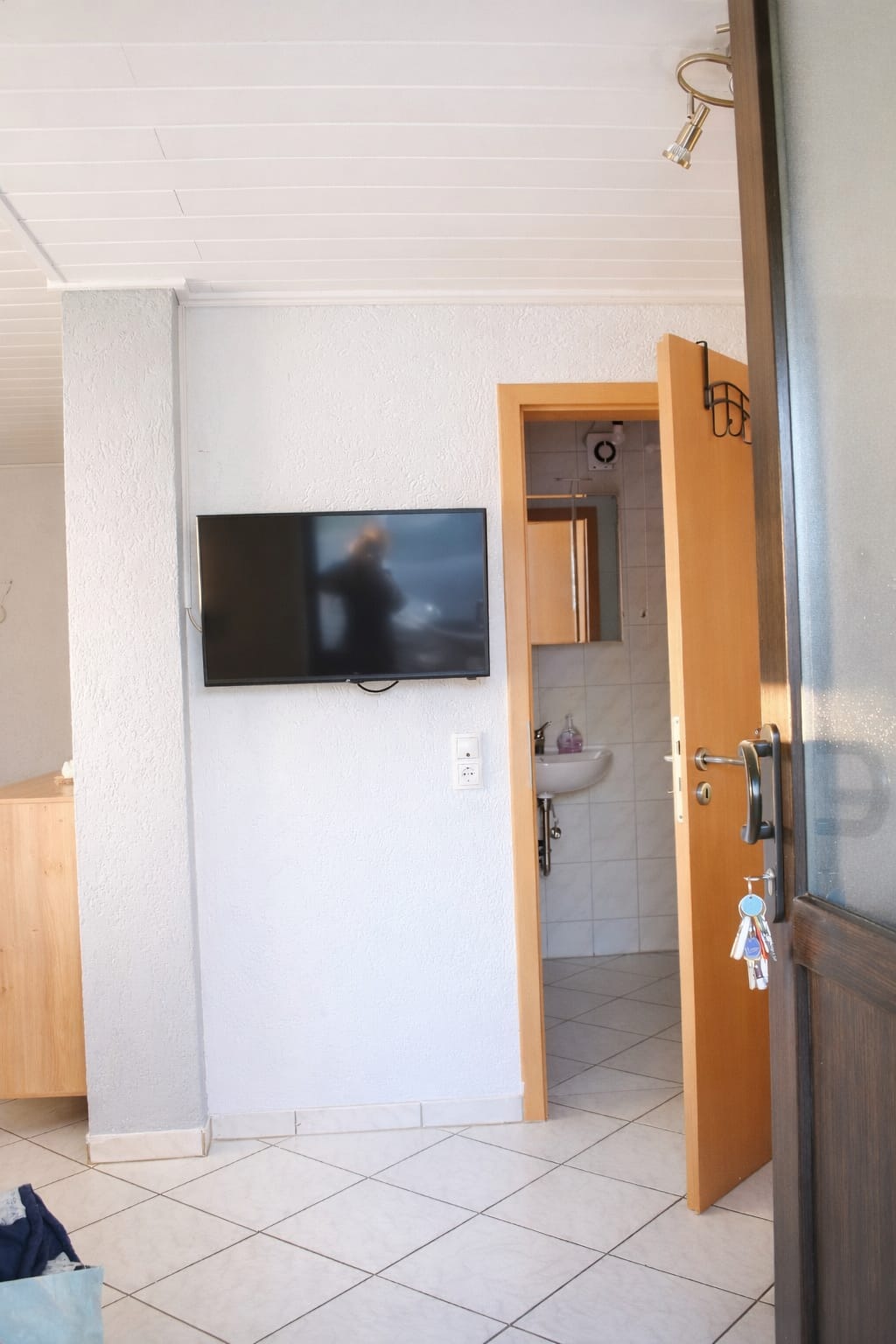 SAT-TV und Badezimmertür
